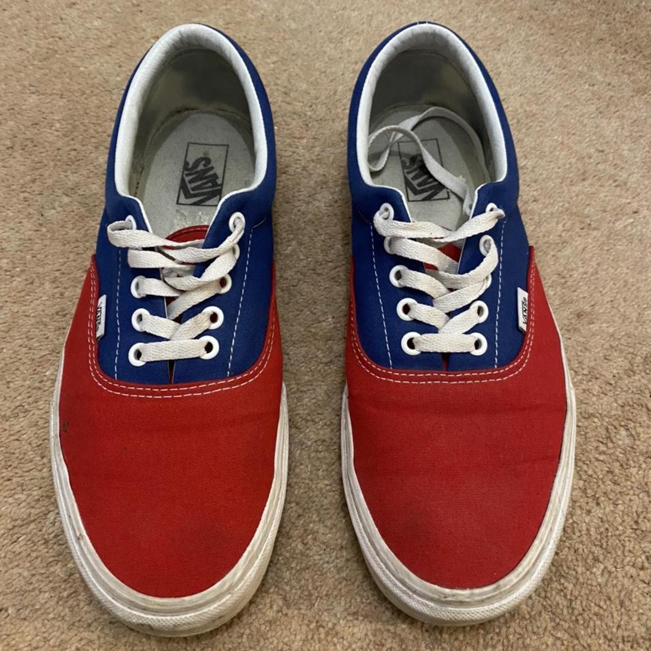 Vans Men's Red and Blue Trainers | Depop