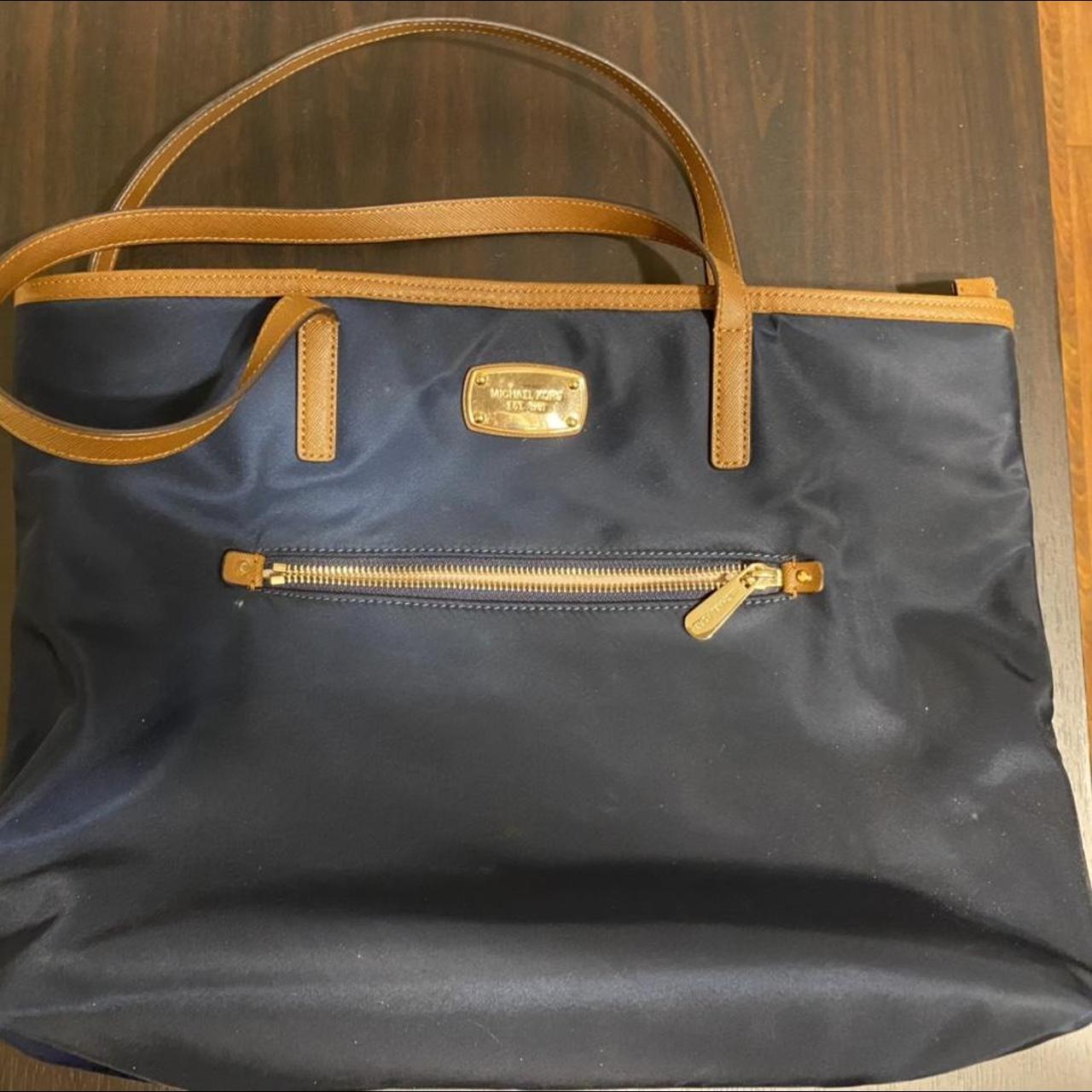 Michael Kors Women's Blue and Brown Bag | Depop