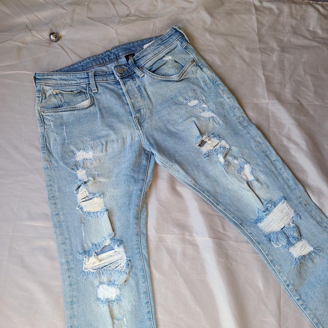 3) H&M Ripped Jeans | H&M “light blue’ Denim Skinny... - Depop