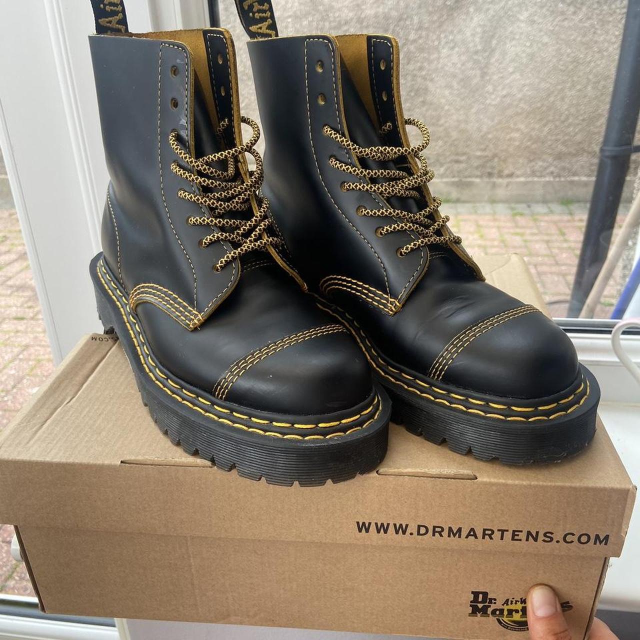 Double Stitch Dr Martens Black Yellow Martens 1461 Bex Double