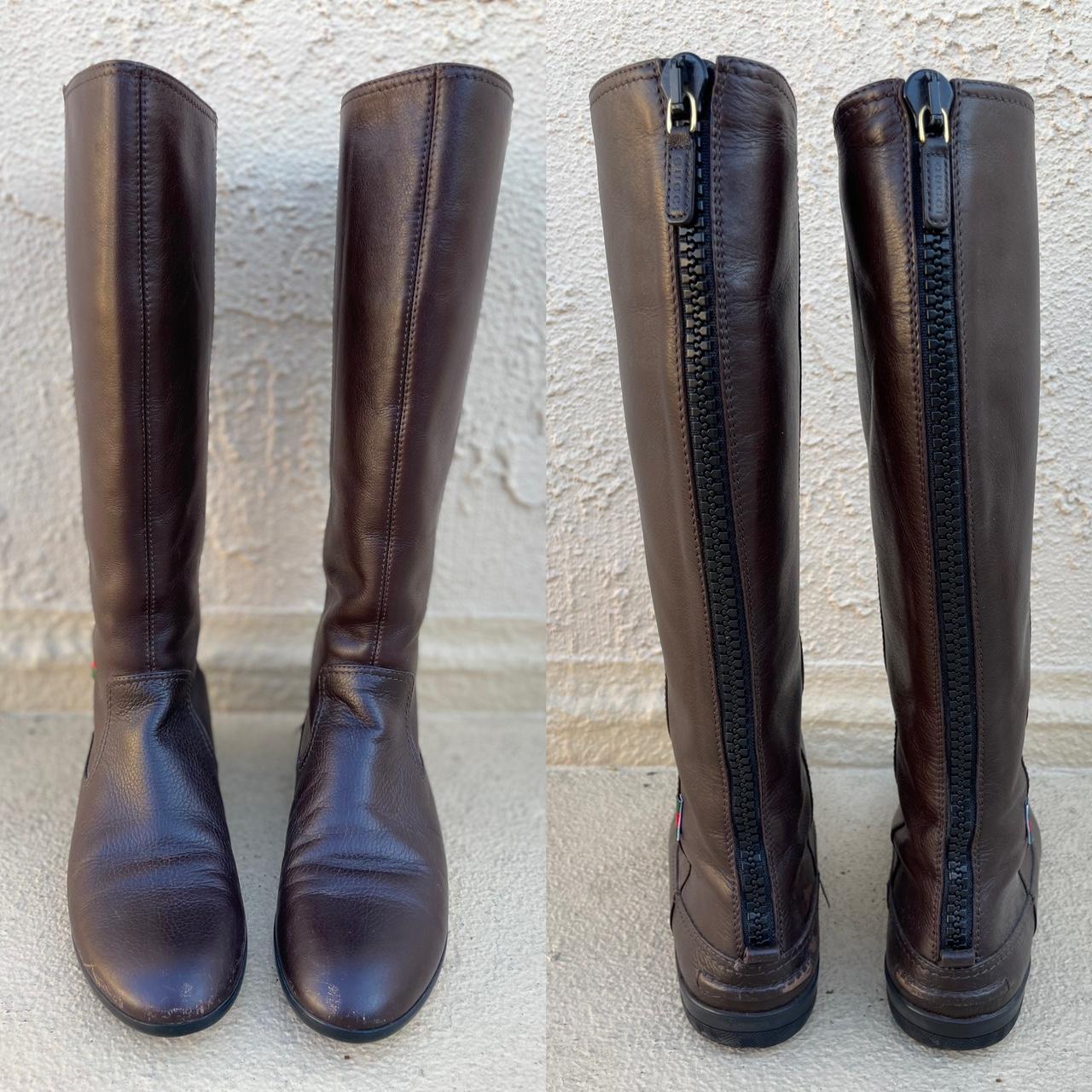 Gucci - Authenticated Boots - Leather Brown Plain for Women, Good Condition