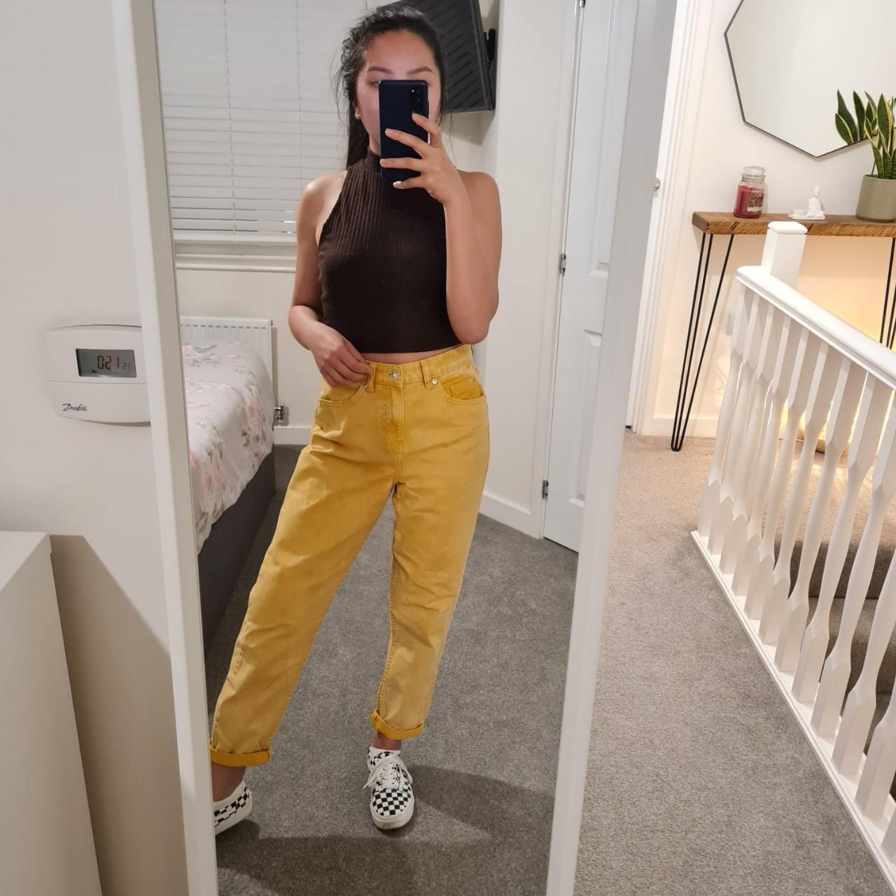 Primark High Waisted Baggy Mom Jeans - Yellow Faded... - Depop