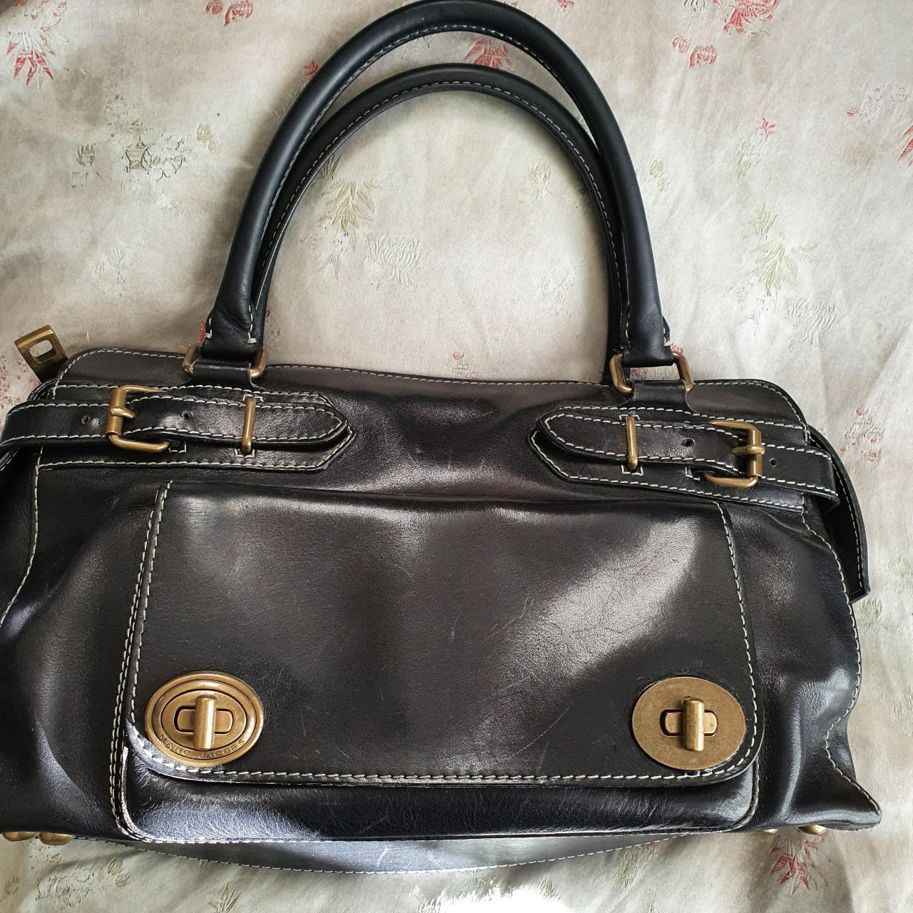 Marc Jacobs black leather handbag with... Depop