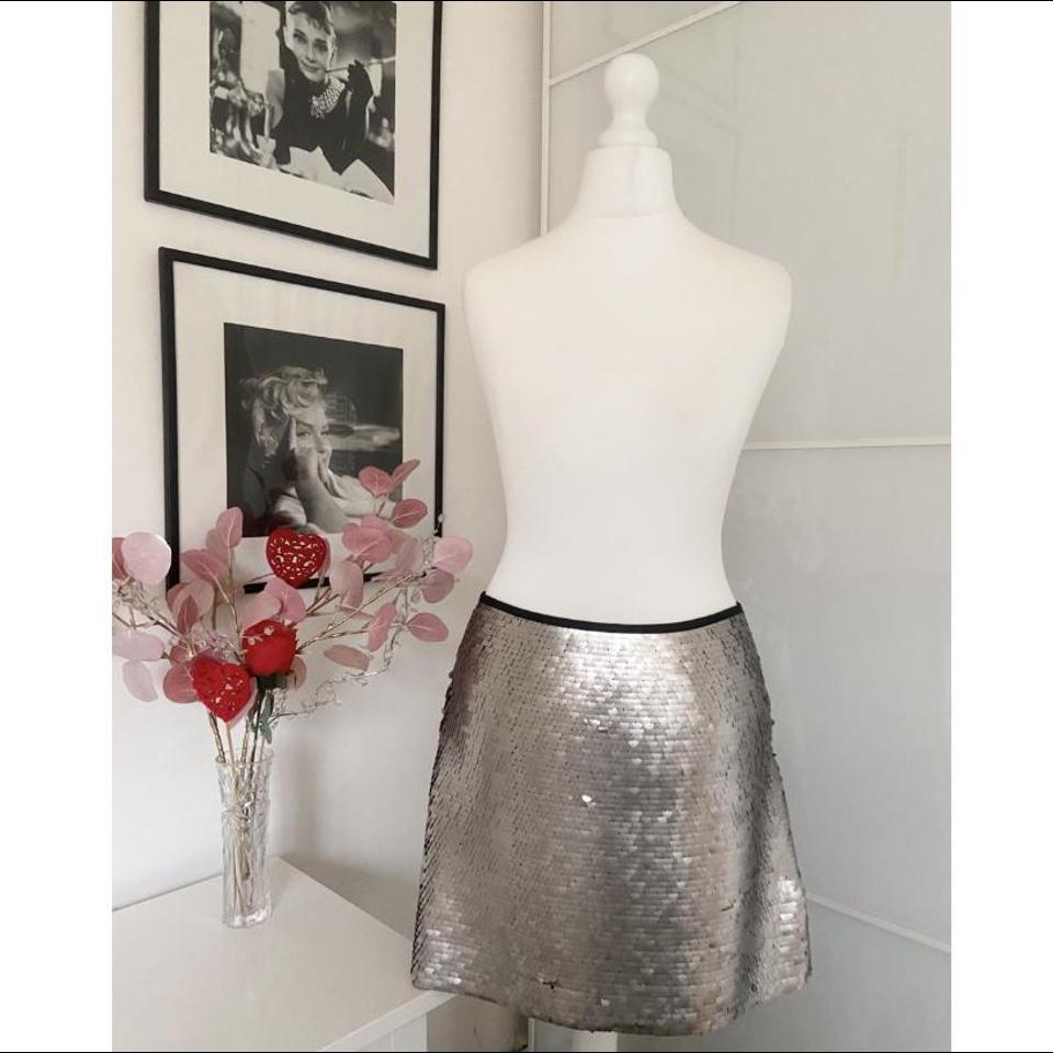 Zara Silver Sequin Mini Skirt Size S M UK 8 10 US 4 6 Blogger ❤