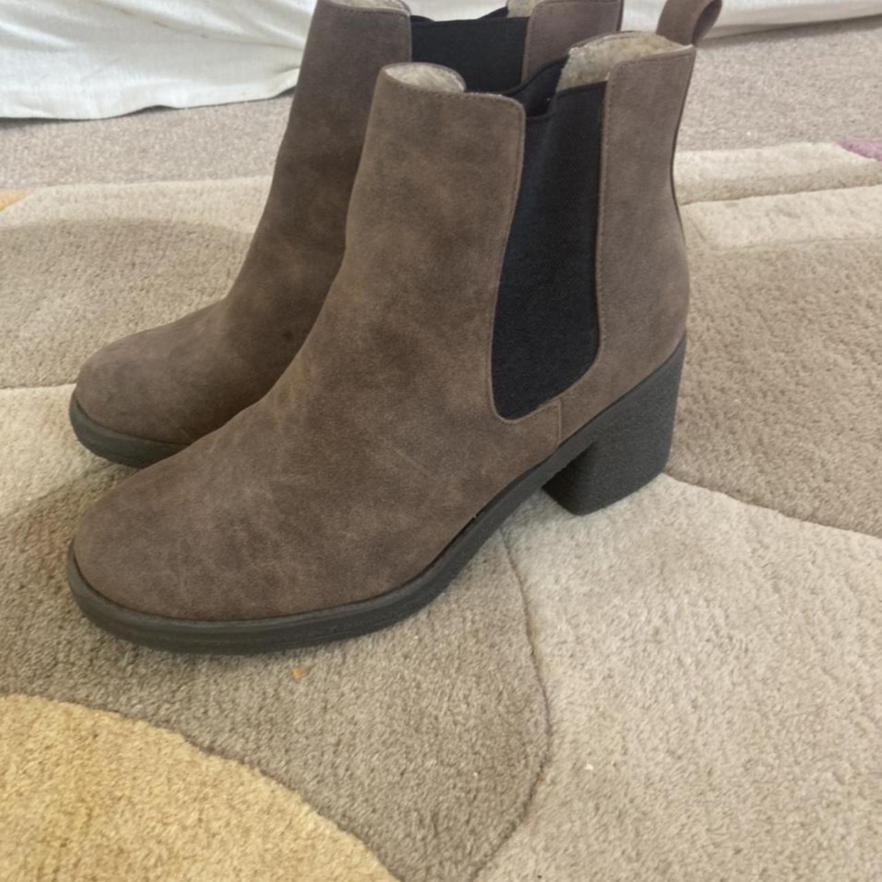 OFFICE faux fur-lined brown boots - SIZE 5 Barely... - Depop