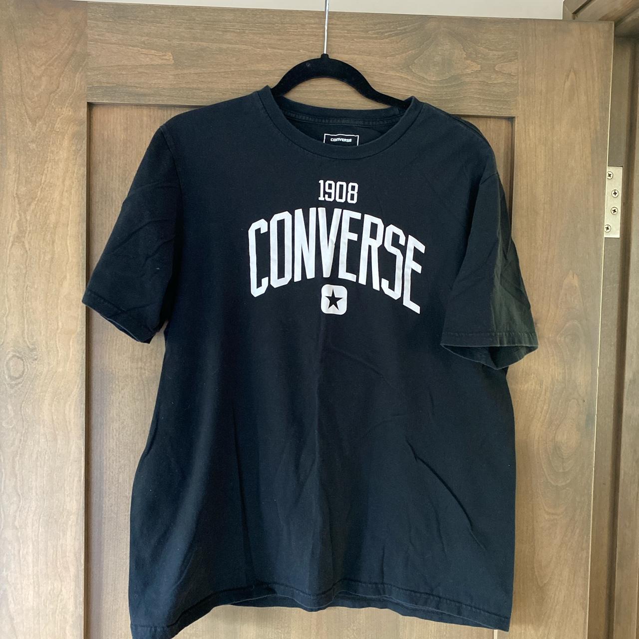 Converse Men's Black and White T-shirt | Depop