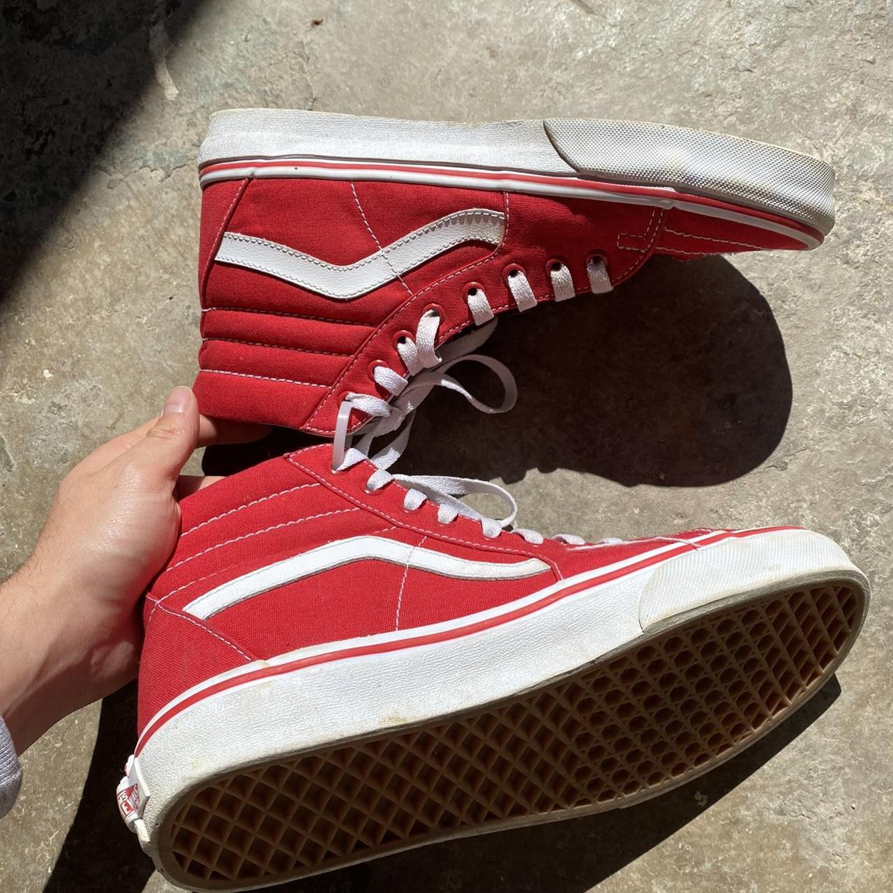 Red High Top Vans A Size 9 No Flaws Worn A Few Depop 