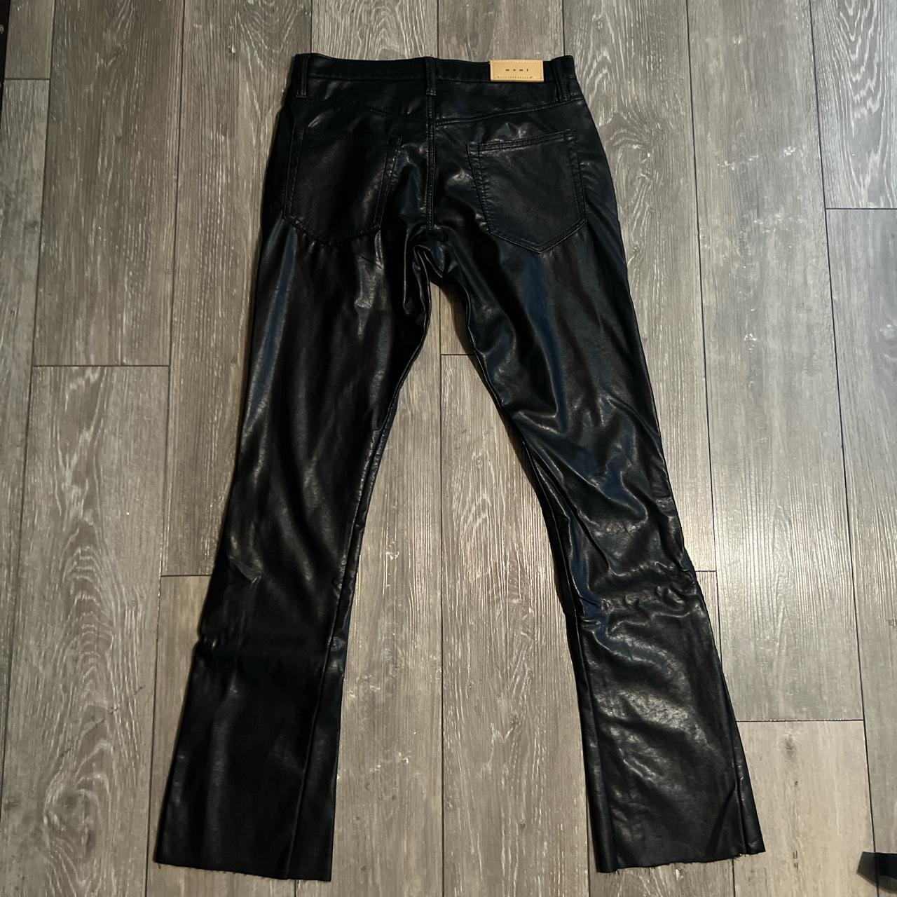 Denim Black Leather Flared Pants (Gallery Dept Type)... - Depop