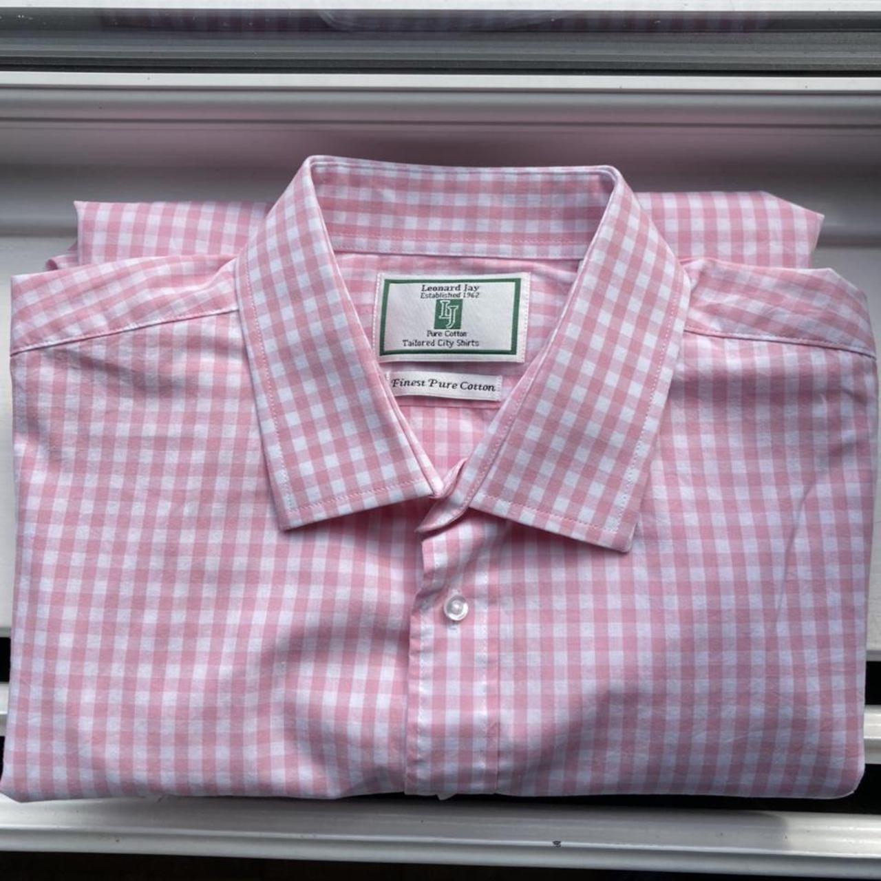 Mens Leonard Jay Pure Cotton Pink Gingham Shirt Depop