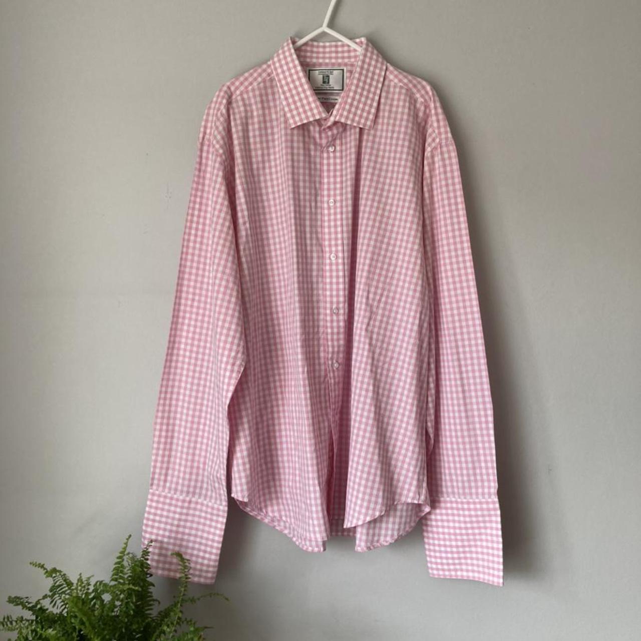 Men’s Leonard Jay, pure cotton, pink gingham shirt.... - Depop