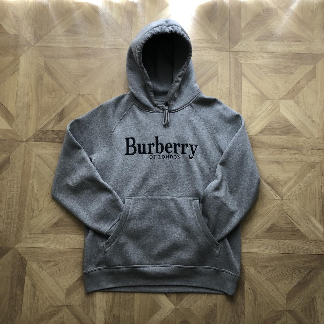 Burberry Oversized Grey Hoodie Embroidered Logo