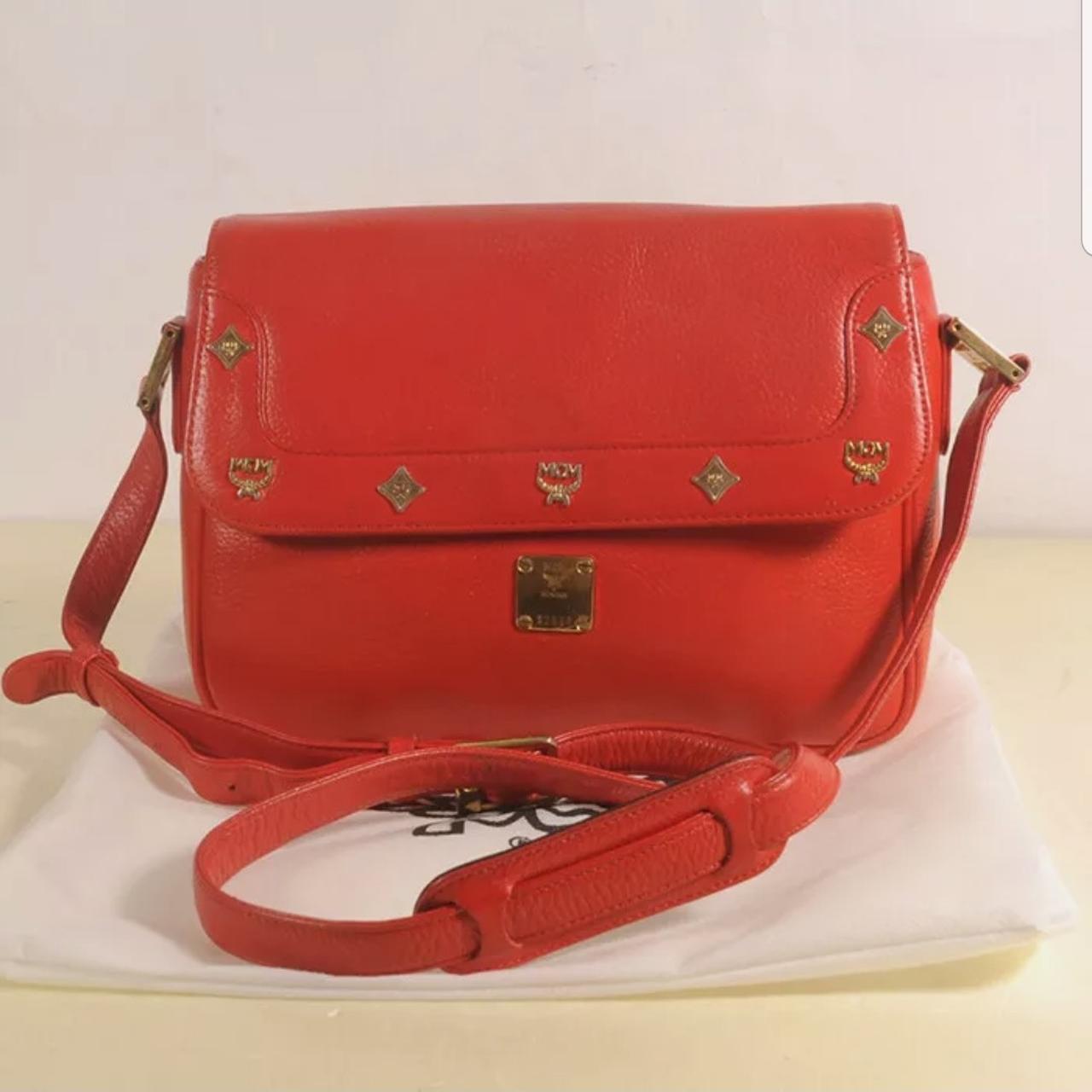 MCM, Bags, Authentic Medium Red Mcm Backpack