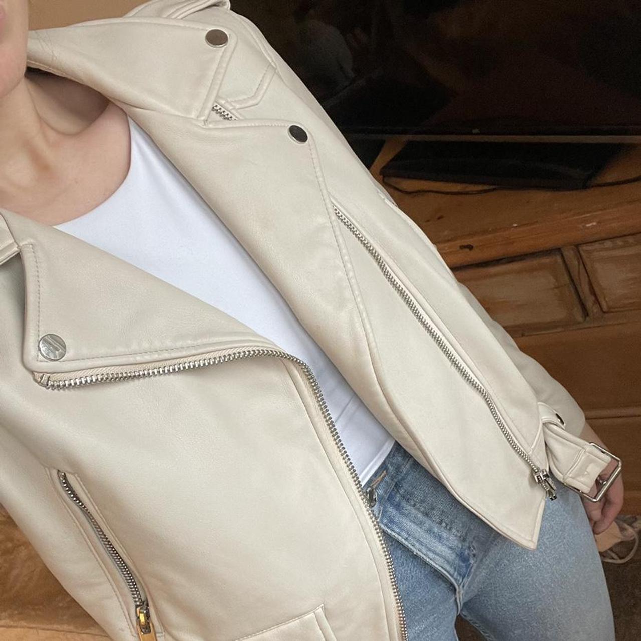 zara cream biker jacket