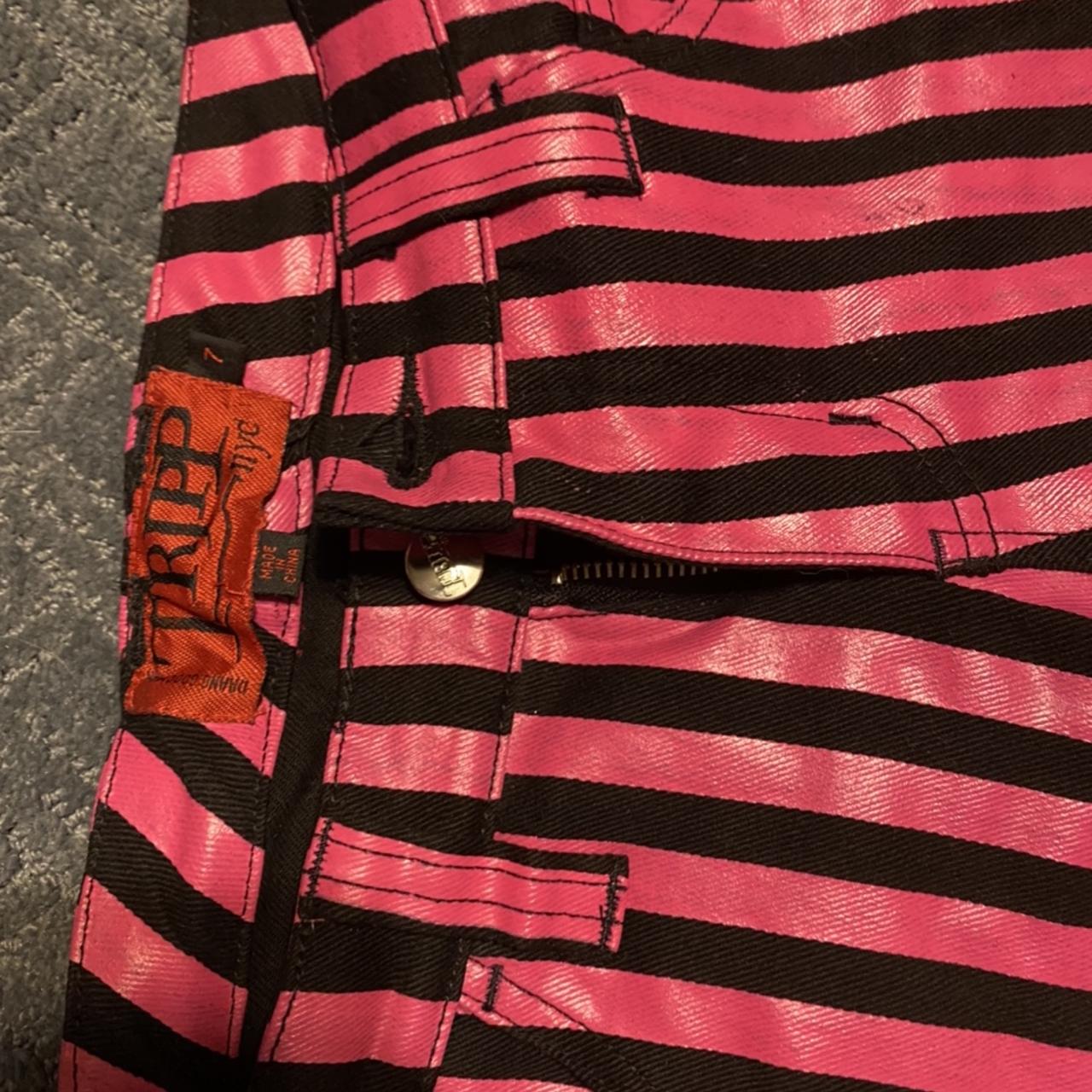 RARE TRIPP NYC pink and black striped skinny jeans... Depop