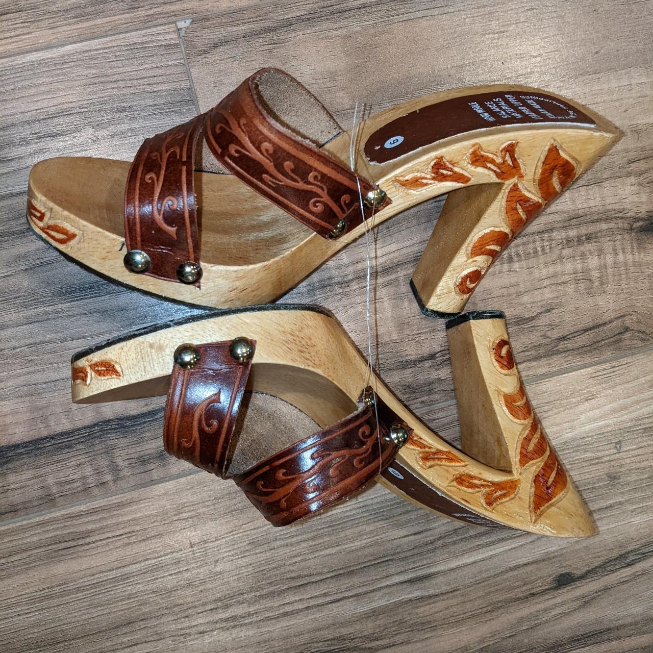 Tan sales wooden heels