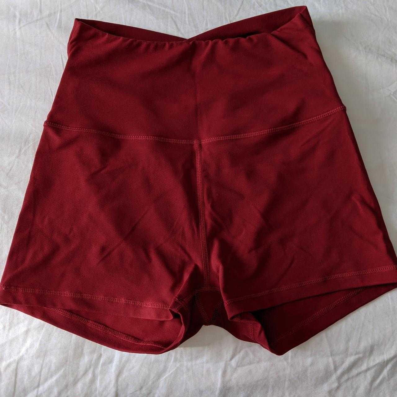 Maroon red compression booty shorts size Small,... - Depop