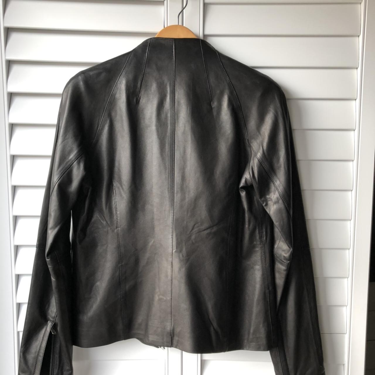 Reiss Black Lamb Leather Jacket Size L 100% lamb... - Depop