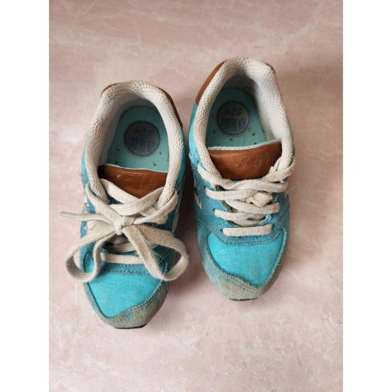 New Balance Blue and Brown Trainers Depop