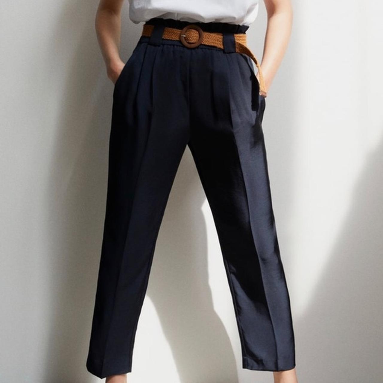 zara trousers with raffia belt