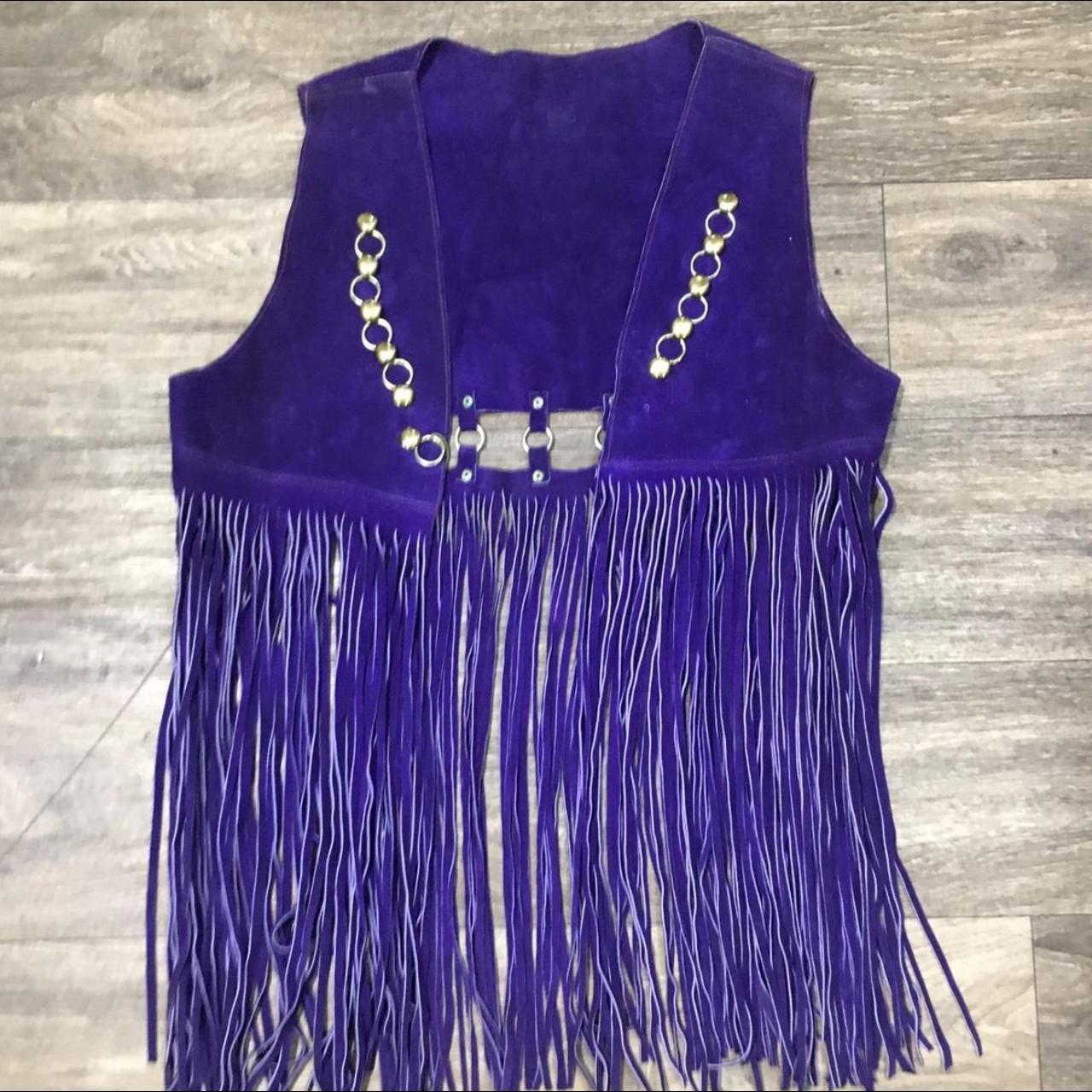 purple fringe vest