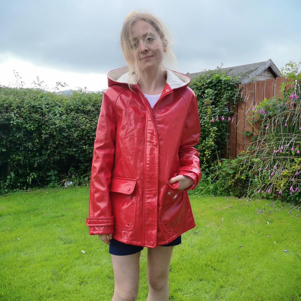 red pvc raincoat