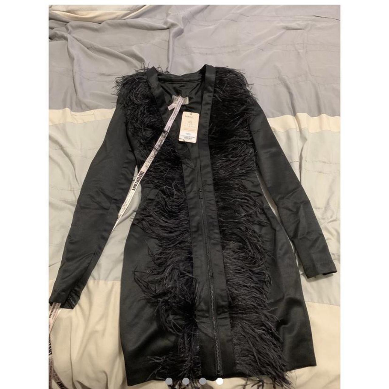 House of cb black feather dress with low plunge... Depop