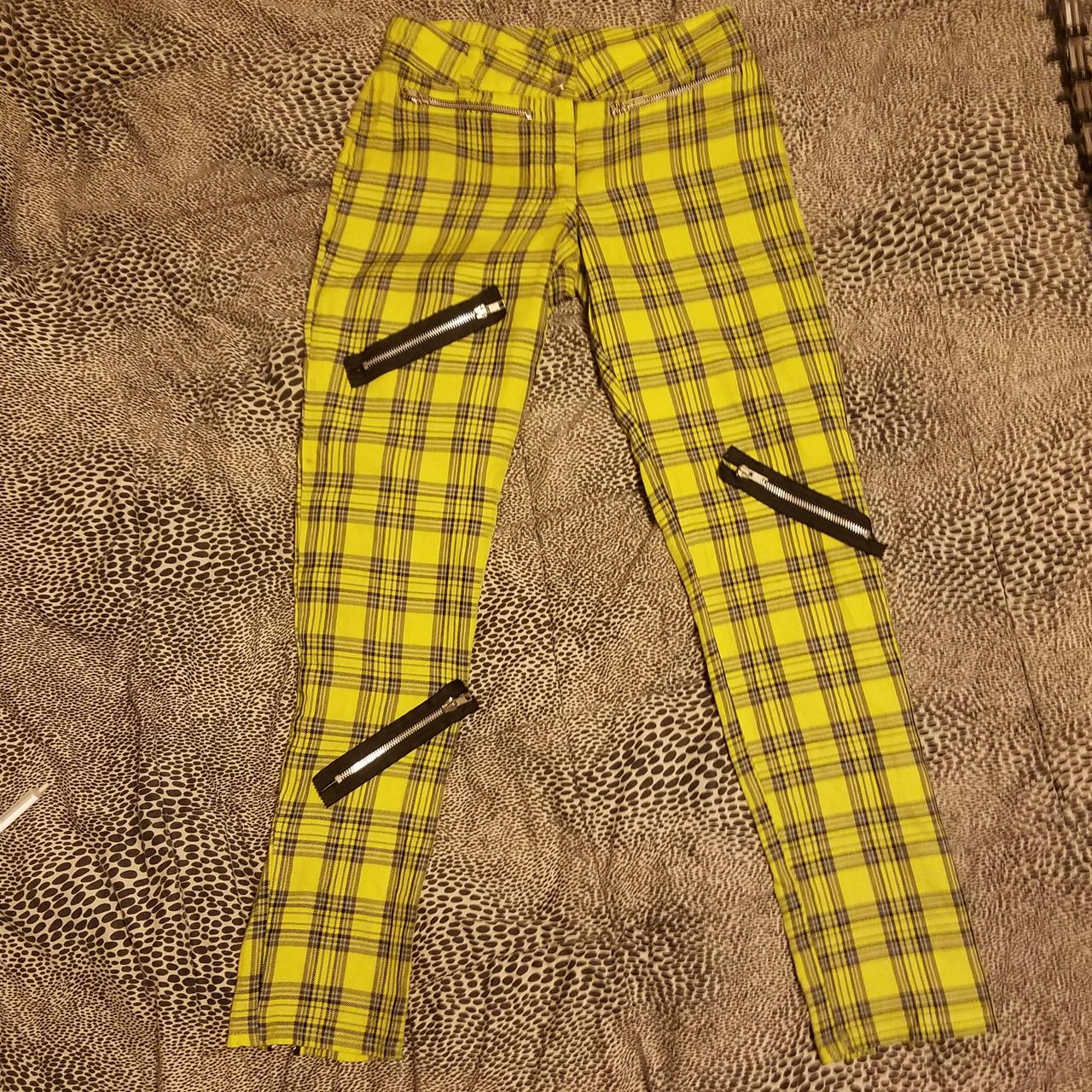 Grey and yellow plaid pants best sale