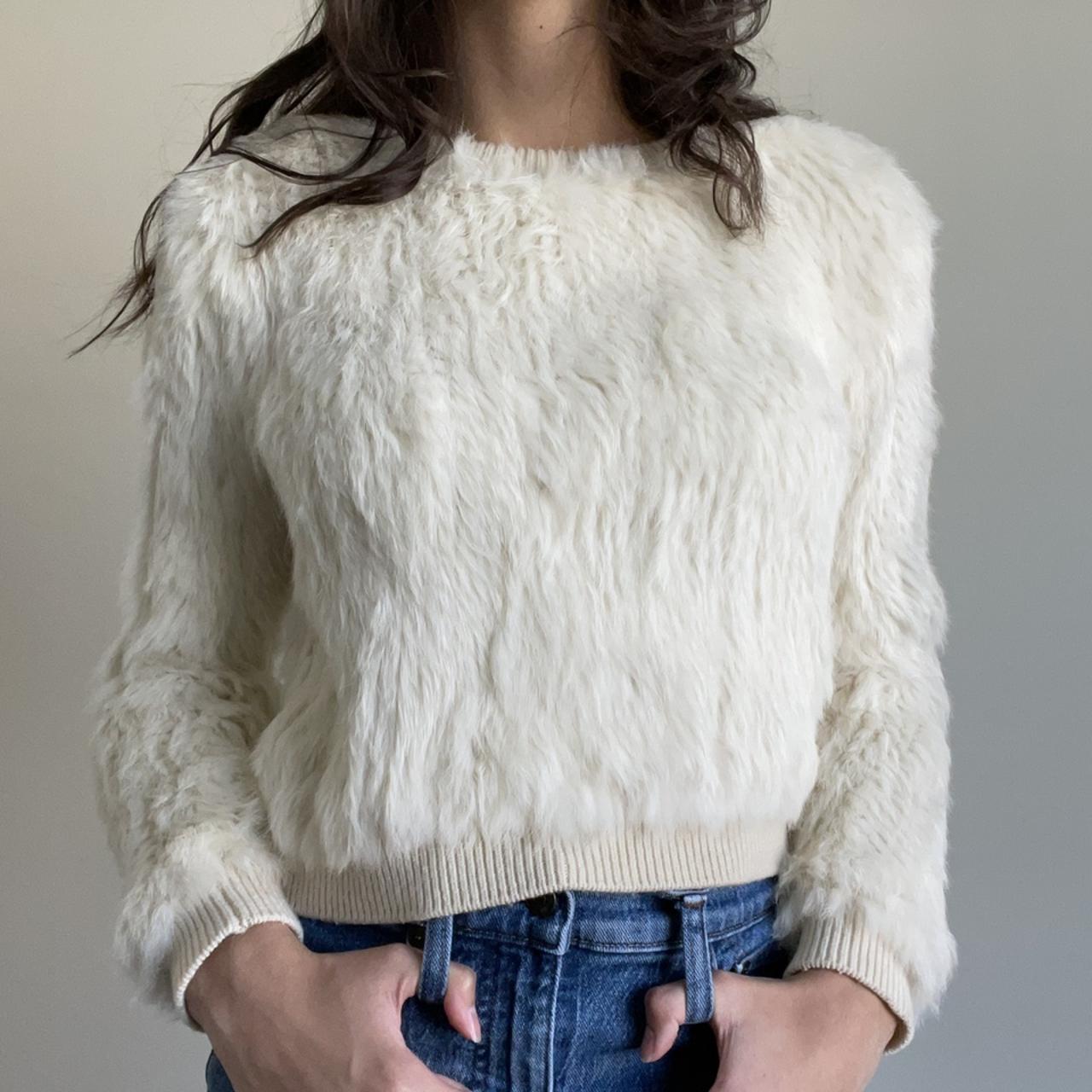 White faux cheap fur jumper