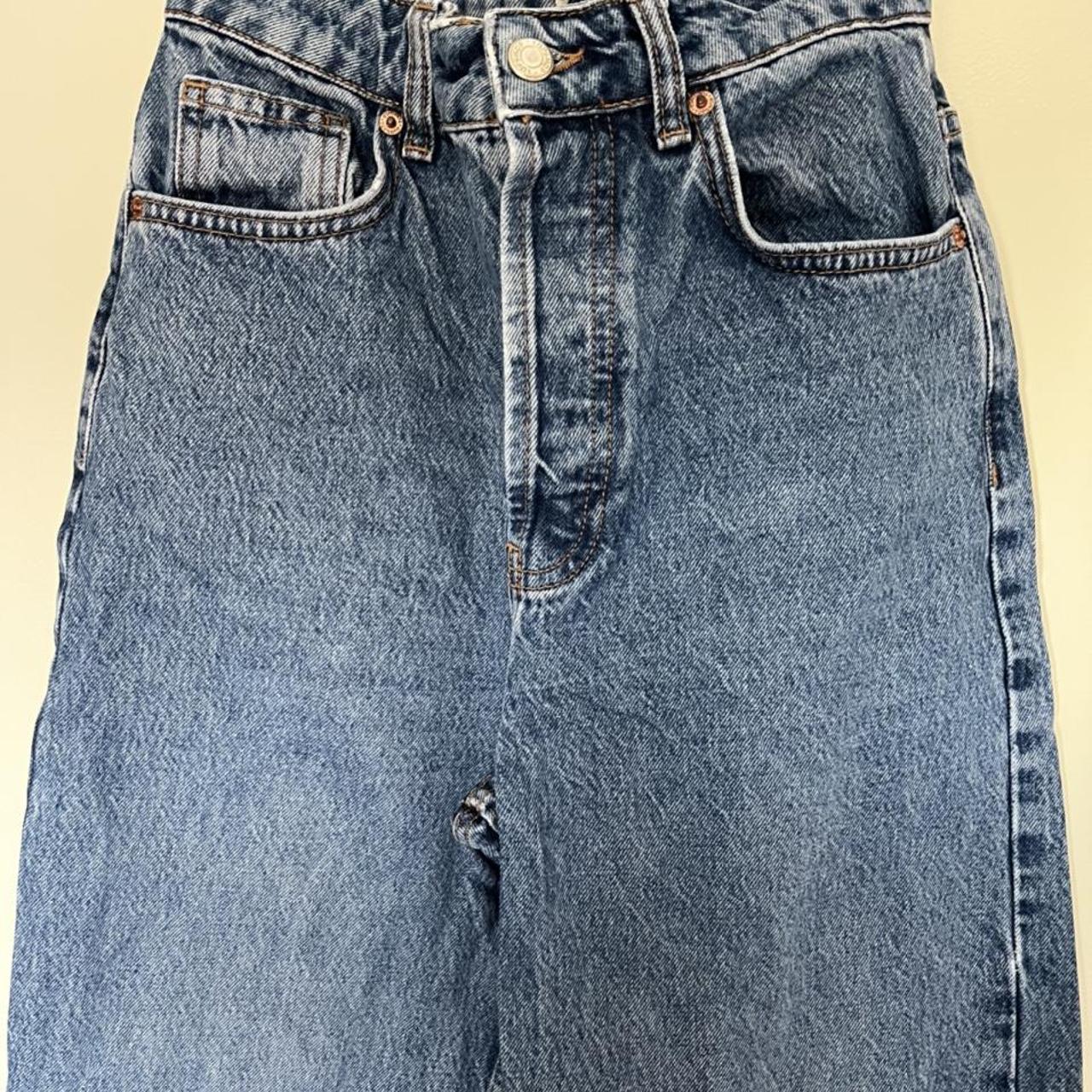 Topshop dark blue straight leg 90s jeans W26... - Depop