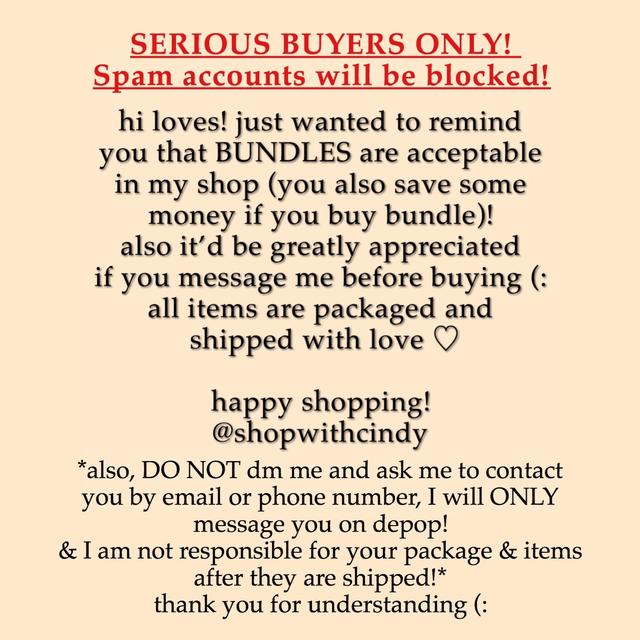 VERY IMPORTANT INFO & SHOP POLICIES* PLEASE READ (: - Depop