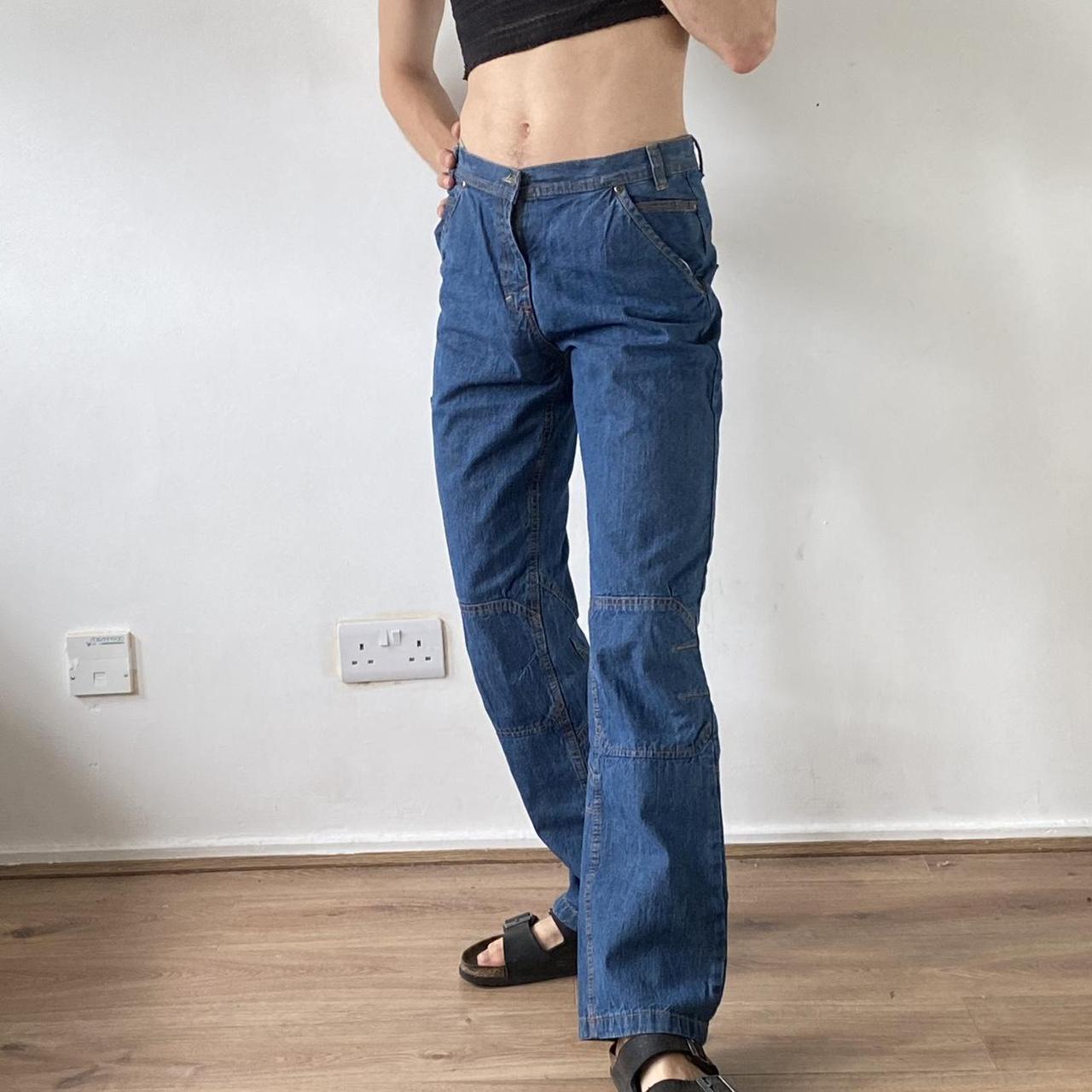 Vintage y2k wide leg blue cargo jeans. Really cute,... - Depop