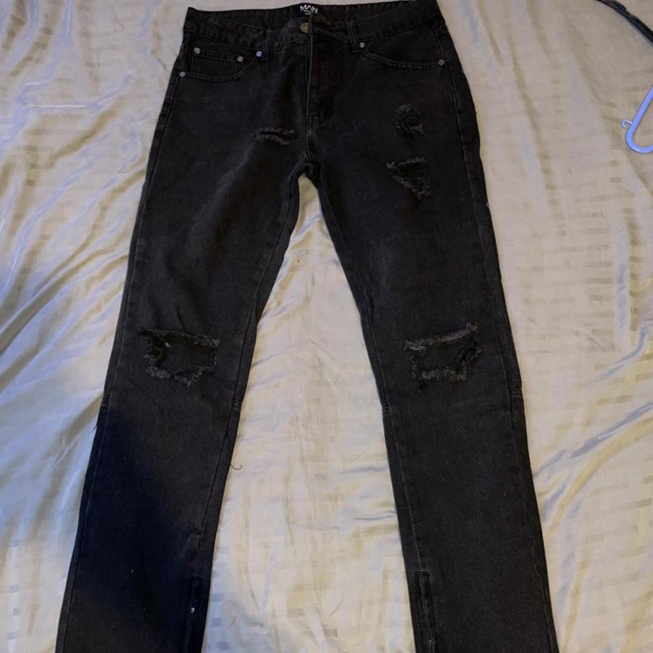 Boohoo man black distressed slim jeans very comfy,... Depop