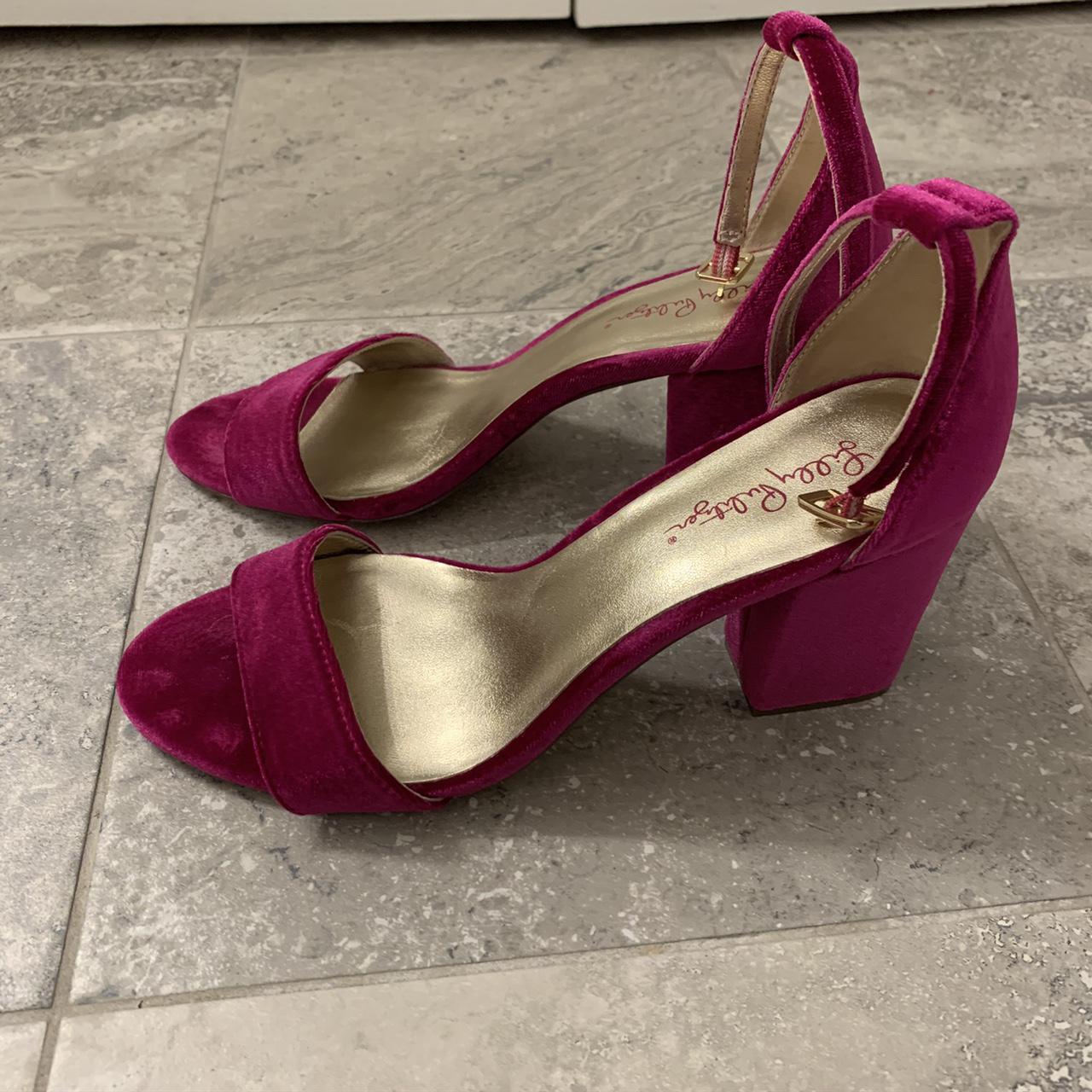 Lilly Pulitzer pink velvet heels - originally $195.... - Depop