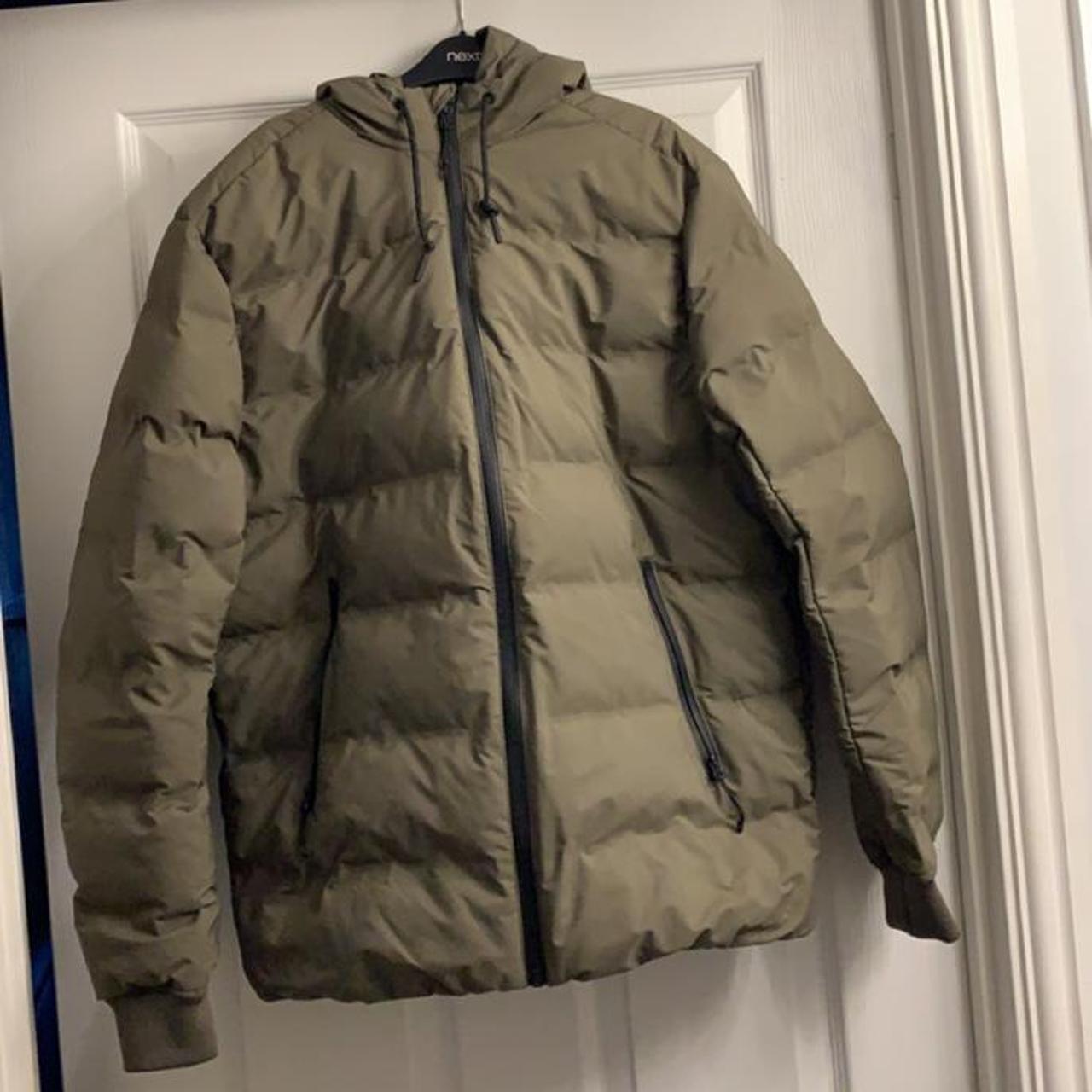 H&M puffer jacket Size Xs but fits a small Khaki... Depop