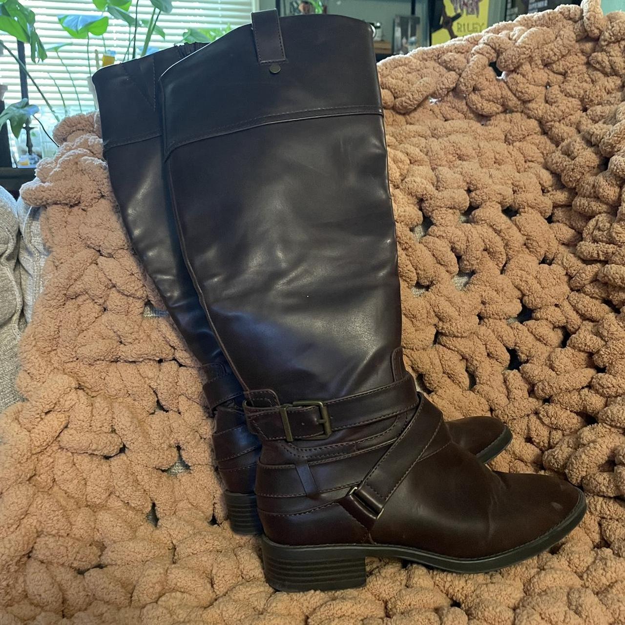 Target Mossimo Knee High Boots Size 7.5 Brown... - Depop