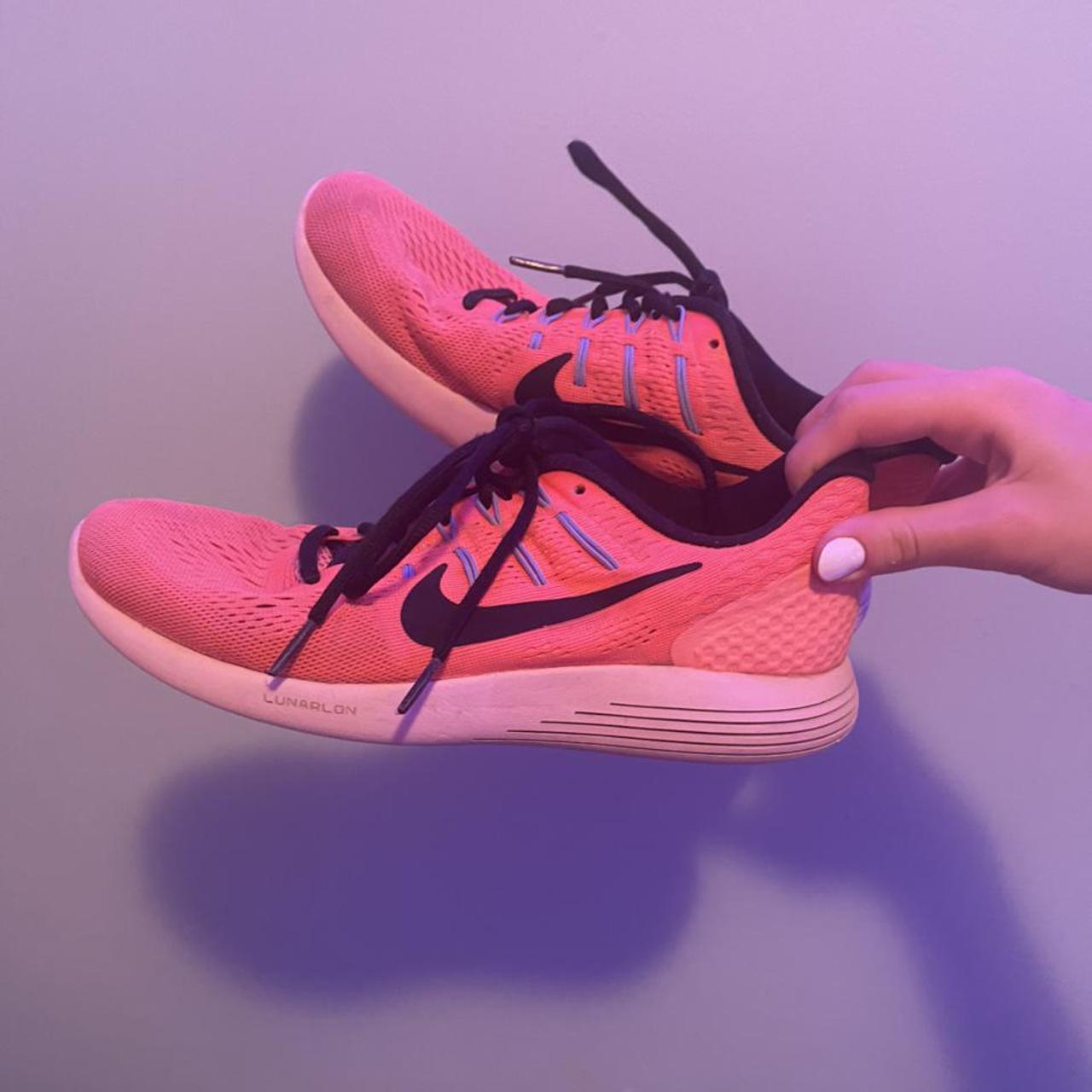 Hot pink Nike running shoes lunarlon 🤍 Worn and... Depop