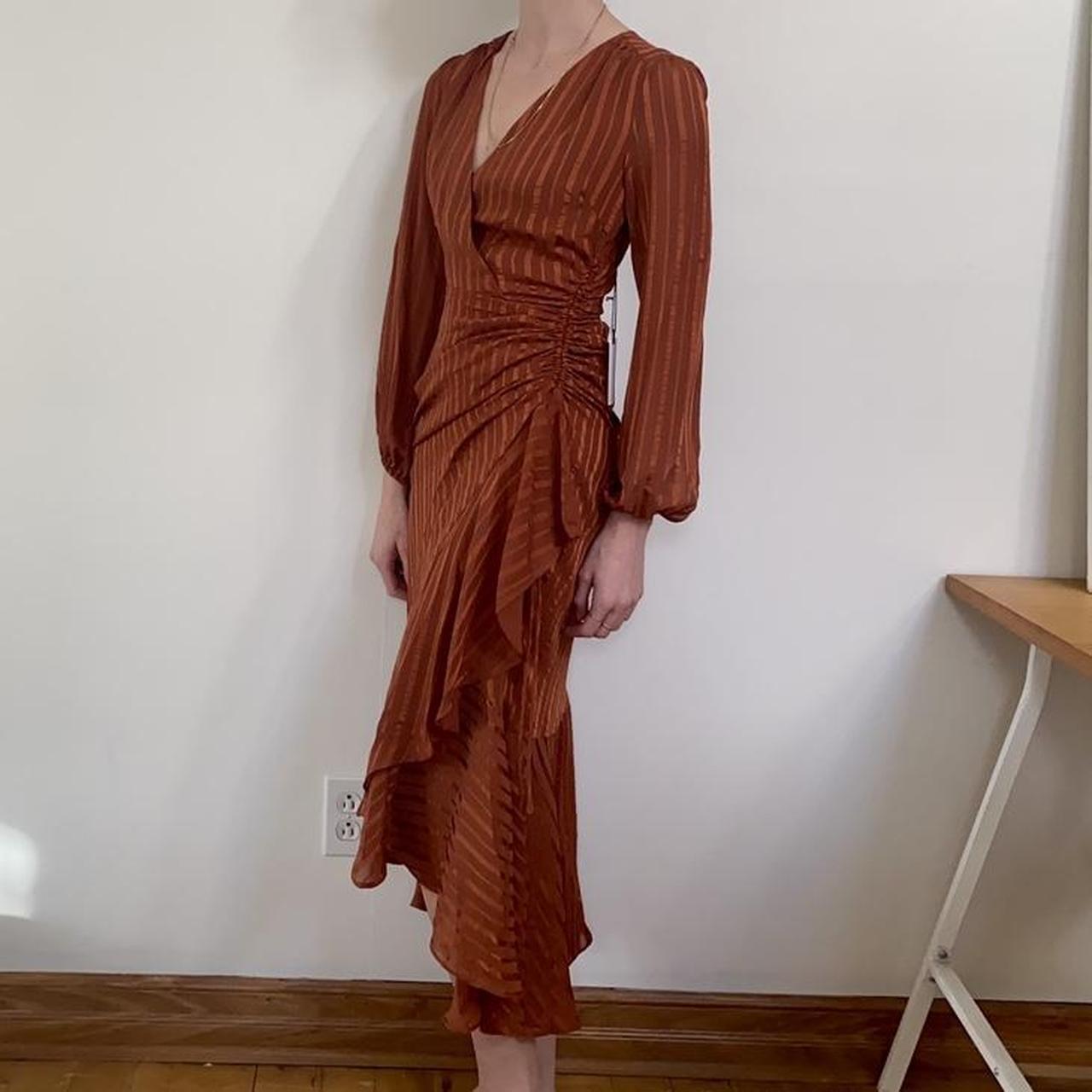 burnt orange / rust colored midi dress by astr from... - Depop