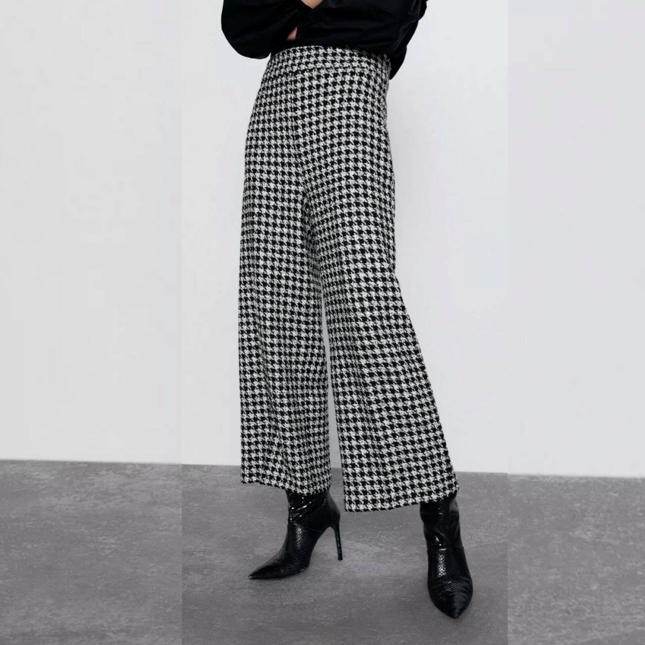 zara houndstooth trousers