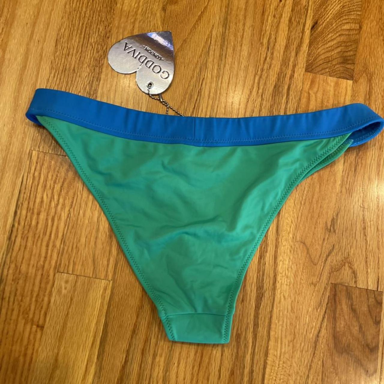 Goddiva Women's Blue and Green Bikini-and-tankini-bottoms | Depop