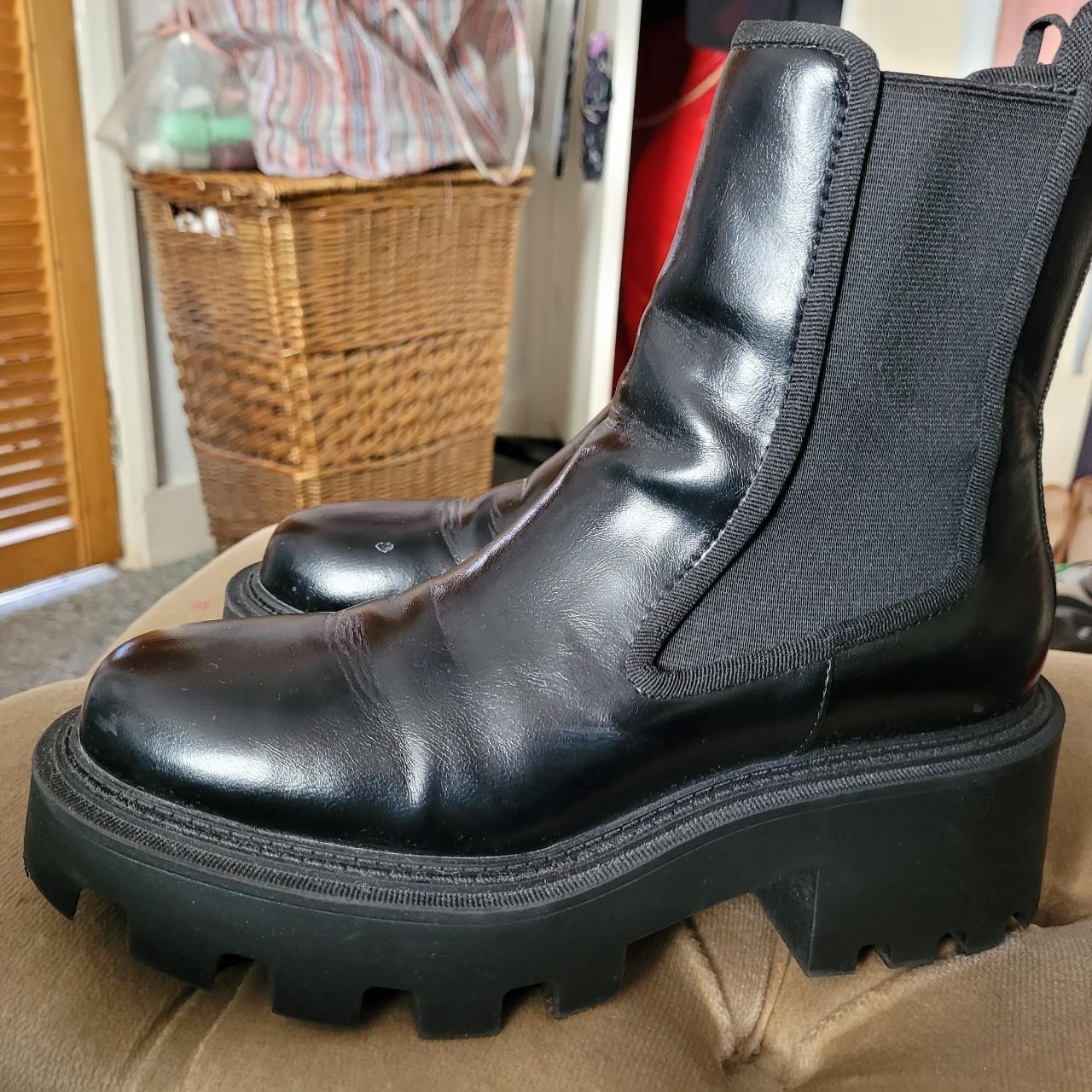 Zara black boots , super cool and only worn once. - Depop