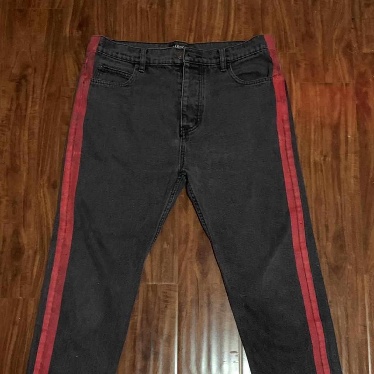 balenciaga red stripe denim