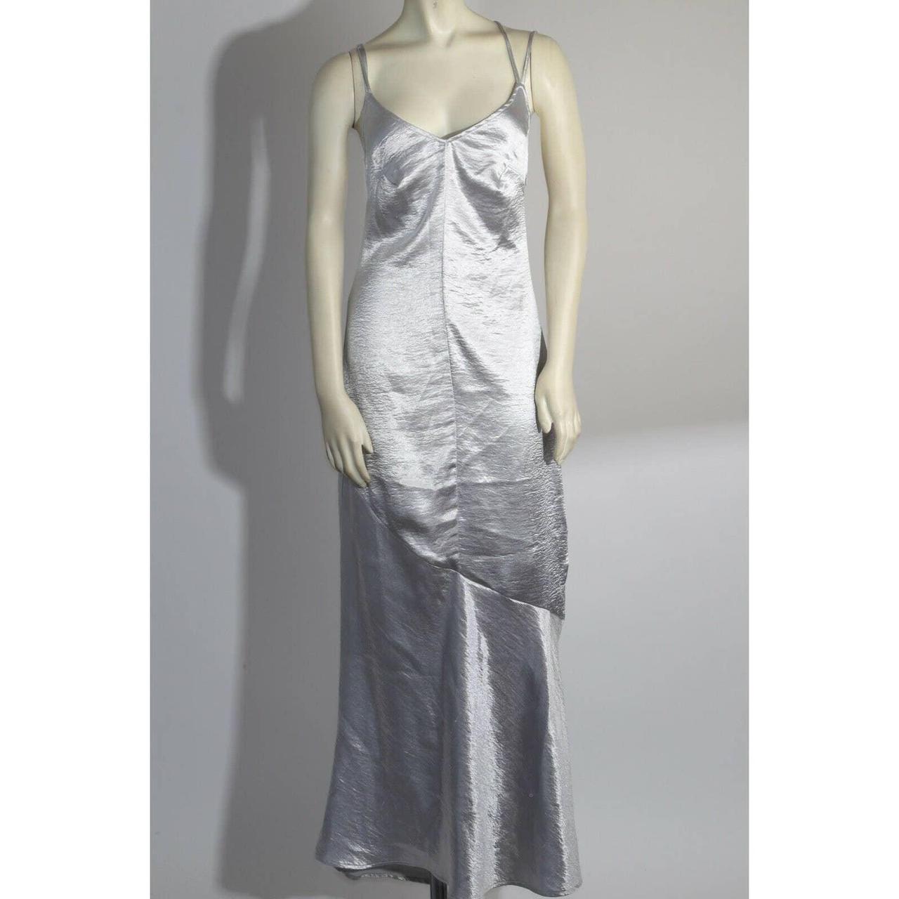 HOT* Louis Vuitton Silver Sequin Long V-Neck Embroidered Dress Size F –  Sellier