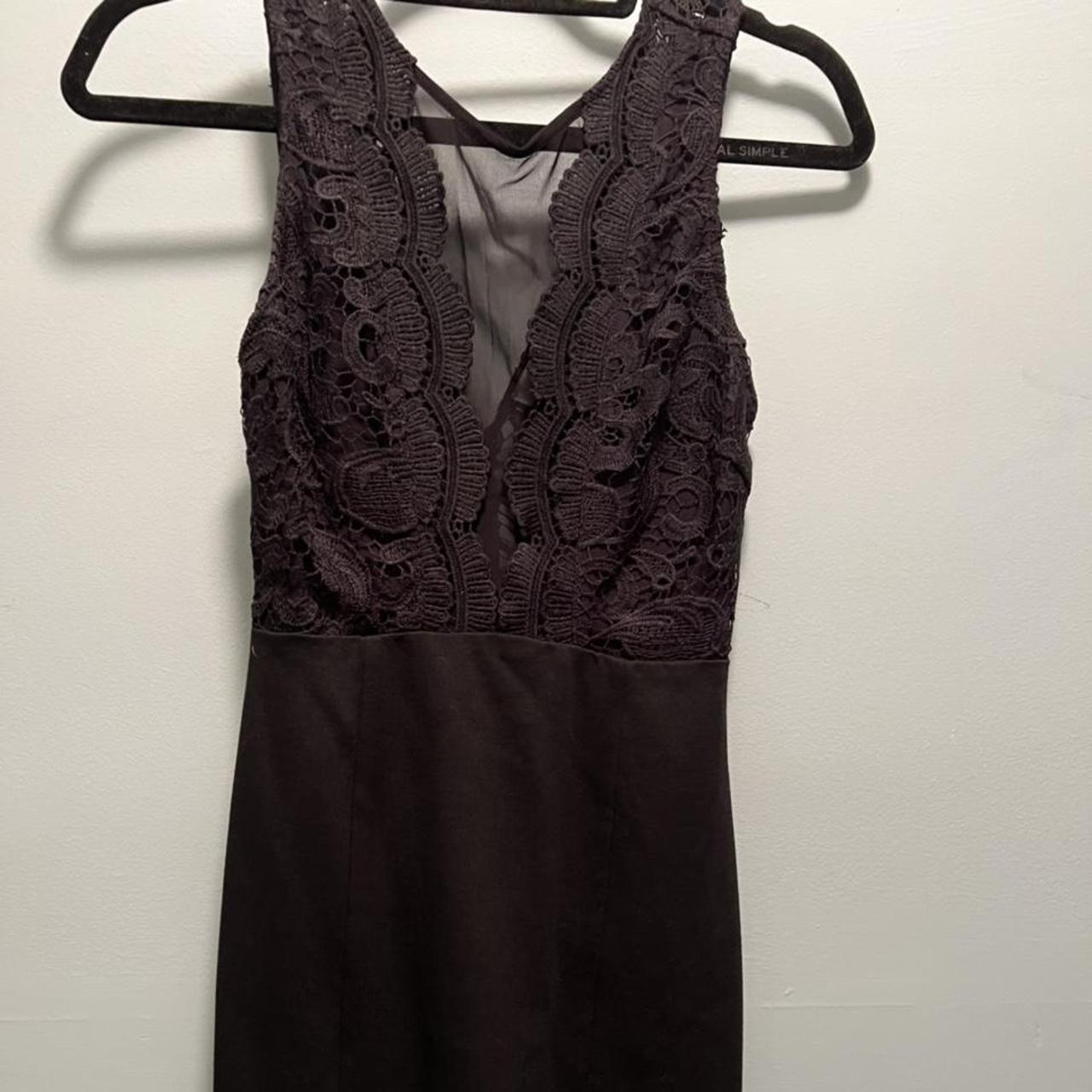 LUSH black lace deep v body con dress - Depop