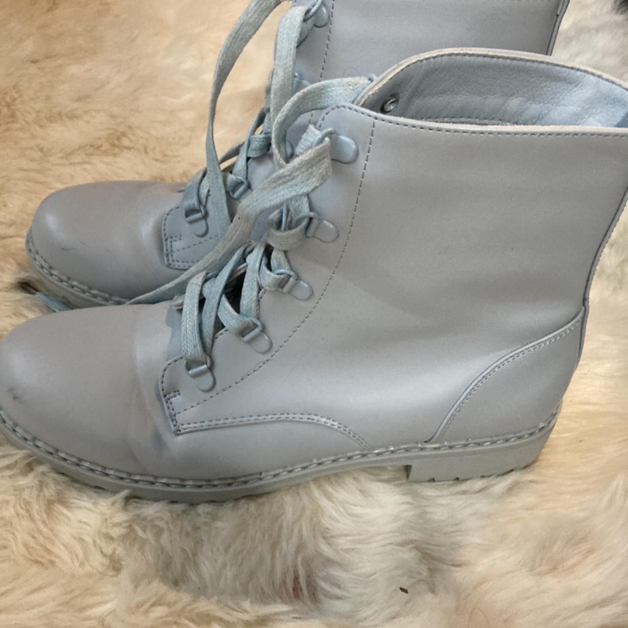 Blue combat boots, super comfortable, trendy, and... - Depop