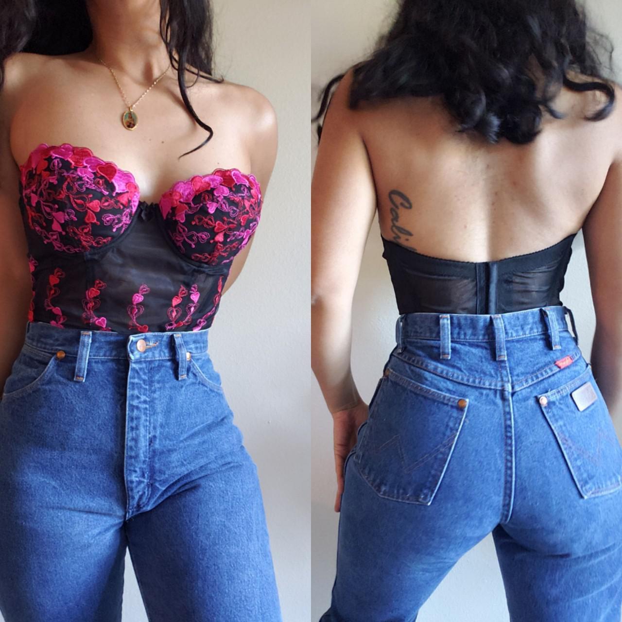 Gorgeous Y2K Heart Embroidered corset bustier from - Depop