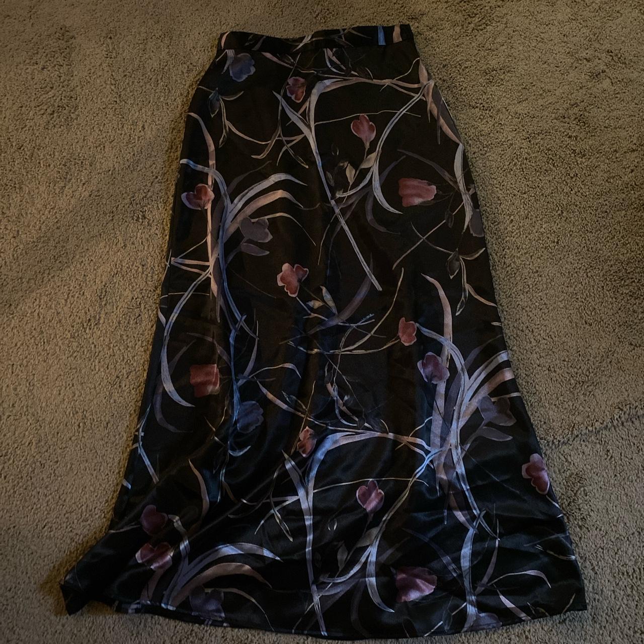 Satin Whimsigoth Maxi Skirt Waist: 13.5 Length:... - Depop