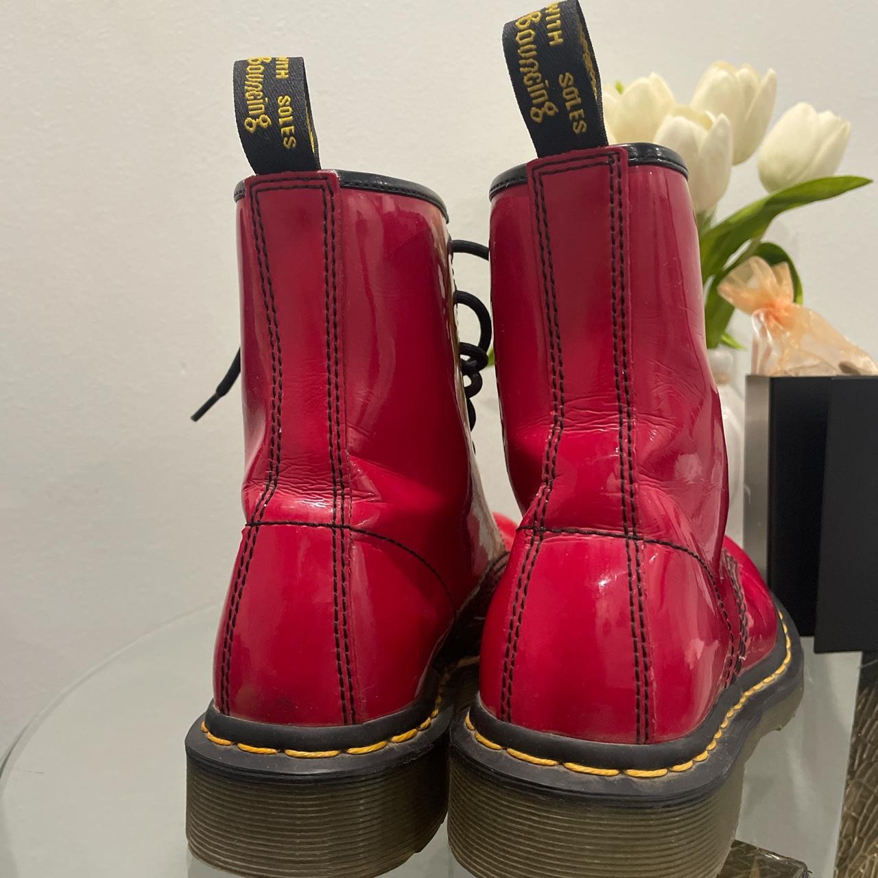 Dr Martens 1460W Cherry Red Patent Scratches At Depop   P0 