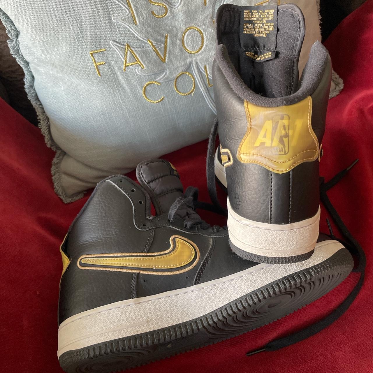 Nike, Shoes, Nike Air Force High Nba Black Metallic Gold