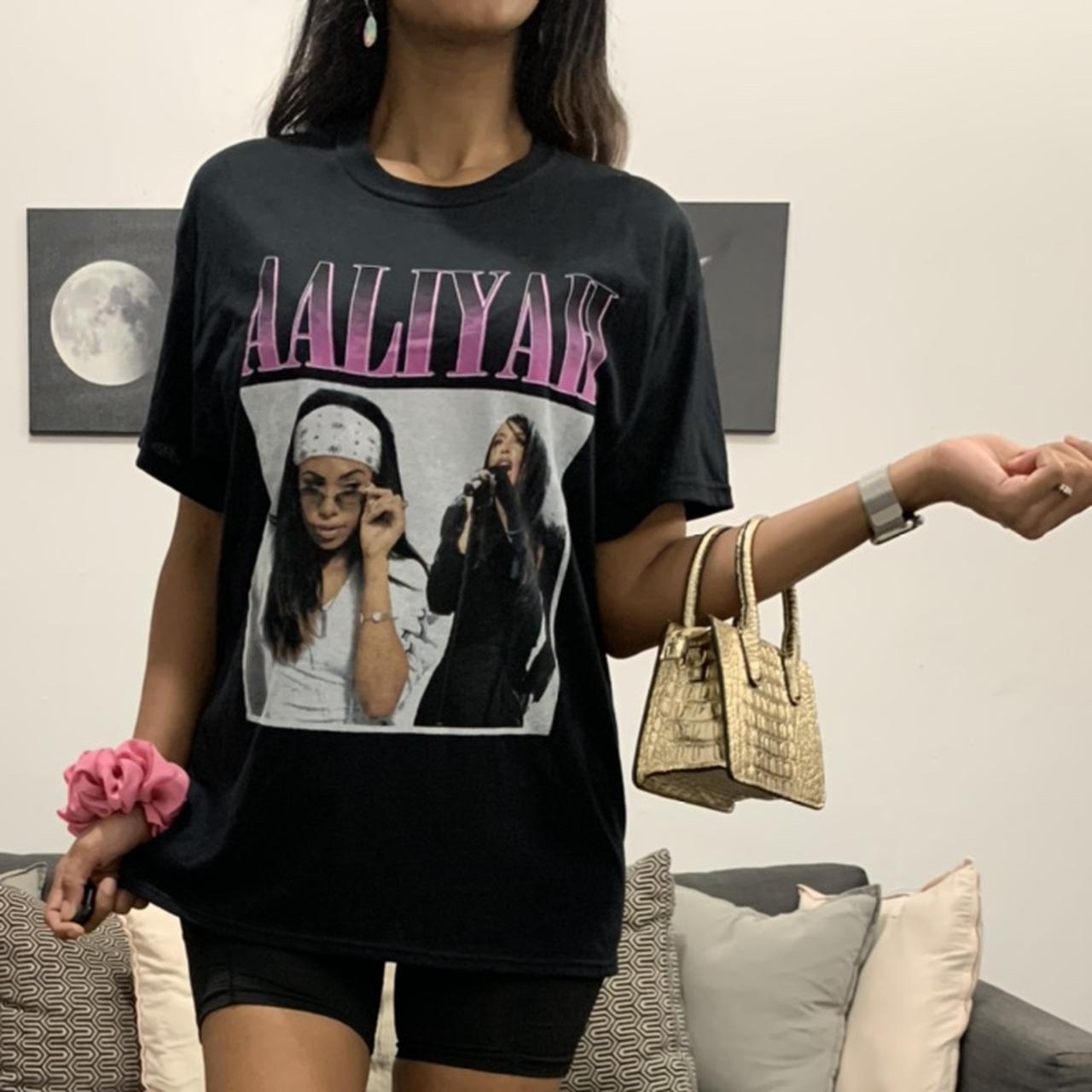 Adorable R&B Legend Aaliyah Tee. Features Two Of Her... - Depop