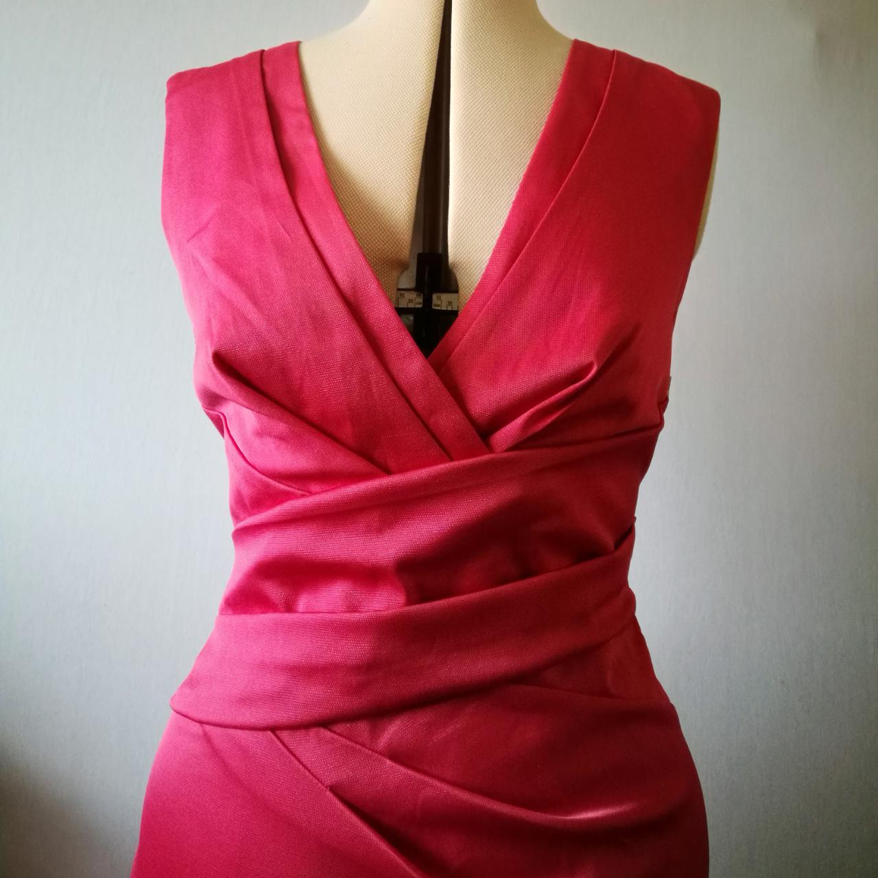 Hot pinkm draped, bodycon dress by Lipsy VIP. Barely... - Depop